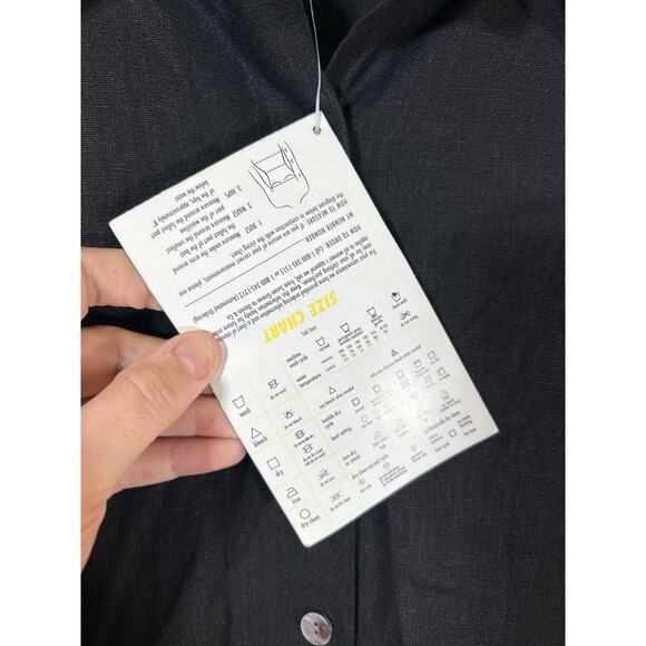 Dialogue Button Up 1X Black NEW Linen Blend Long Tunic QVC - Picture 8 of 12